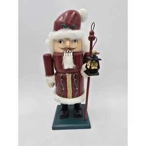 Santa With Lantern Nutcracker Bombay Company Vintage Wooden Painted